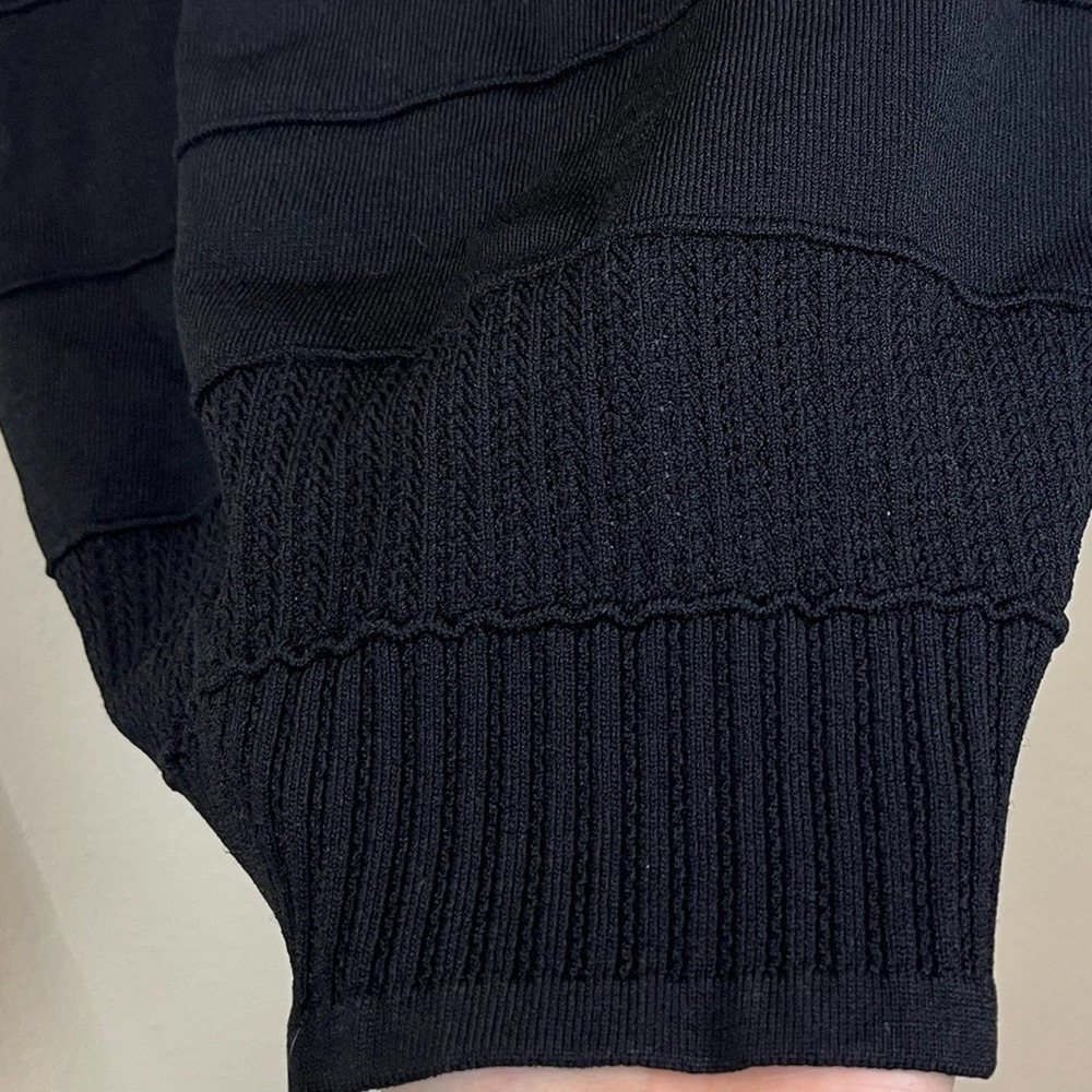 Black Knit Fitted Bandage Mini Dress XS Stretch - Picture 5 of 6